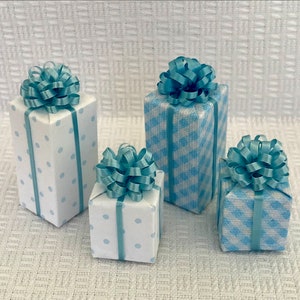 Tall or Short Gift w Electric Blue Bows