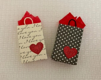 Red Glitter Heart Miniature Gift Bag