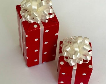 Tall or Short Lipstick Red w White Dots