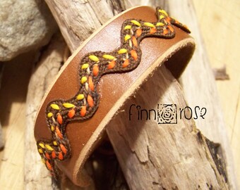 Autumn. Leather and Suede Cuff. Boho leather bracelet. Women's leather bracelet. Brown leather
