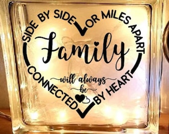 Lighted glass block. Family, side by side