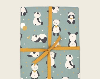 Geschenkpapier Pandas, mint, 50x70cm (3 Bogen)