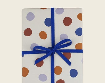 Geschenkpapier Punkte, flieder-blau-ocker , 50x70cm (3 Bogen)