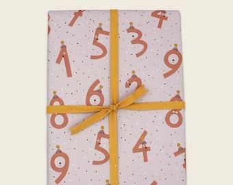 Geschenkpapier Zahlen, flieder, 50x70cm (3 Bogen)