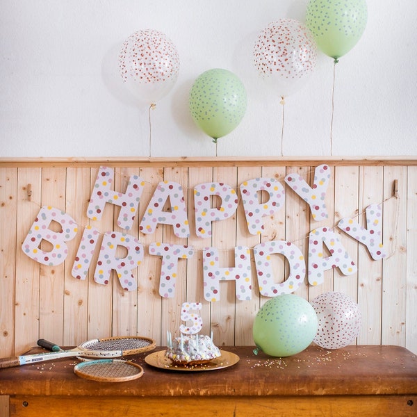 Girlande Konfettimuster „Happy Birthday“ (Design 2022)