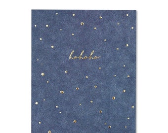 Postkarte nachtblau (veredelt mit Goldfolie) – hohoho
