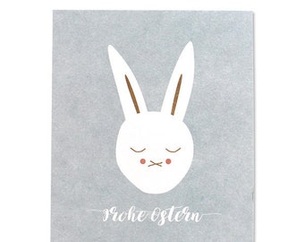 Postkarte Hase, hellblau – Frohe Ostern