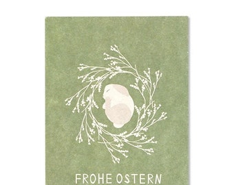 Postkarte Hase, grün – Frohe Ostern
