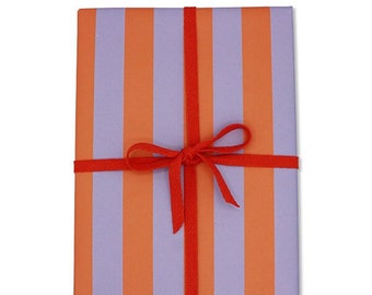 Geschenkpapier Streifen, flieder/orange, 50x70cm (3 Bogen)