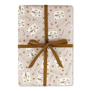 Geschenkpapier Zuckerstange und Geschenke rose, 50x70cm (3 Bogen)