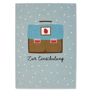 Postkarte "Zur Einschulung", Ranzen Marienkäfer