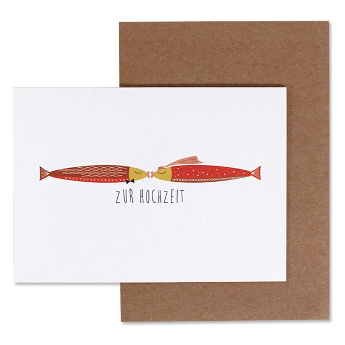 Klappkarte Zwei Fische rot Zur Hochzeit Etsy