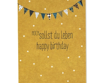 Postkarte &quot;hoch sollst du leben&quot;