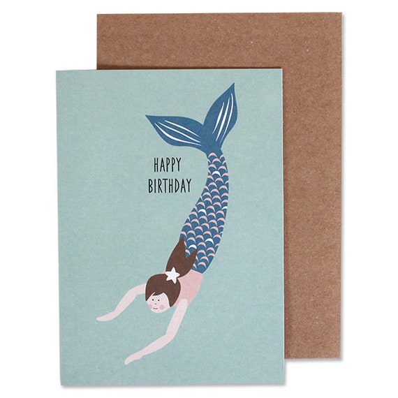 Carte De Voeux Joyeux Anniversaire Sirene Etsy Carte De Voeux Joyeux Anniversaire Sirene Etsy