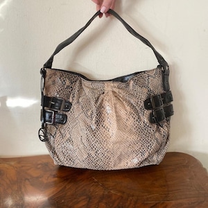 Style and Co, Faux Leather Purse ,Snake skin fabric print, black, Tan, Shoulder Bag, Non Leather
