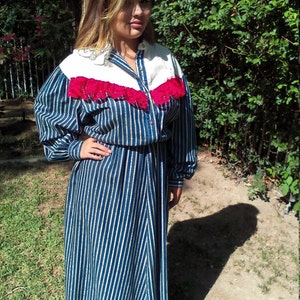 Diamante L, vestido ocidental, vermelho, branco, azul, vestido pradaria, grande