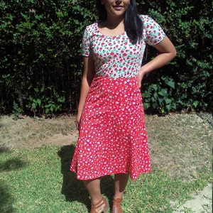 Vintage Flowered dress,Orange polyester dress,1970s,70s, dress orange,green,tan,small,summer dress