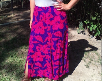 Purple on pink midi skirt,Size Large,L,skirt