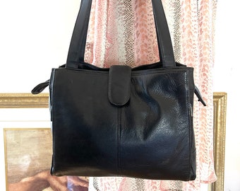 Giani Bernini, large Black Leather purse, Shoulder Bag,Handbag, Organizer bag
