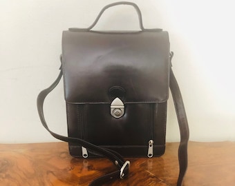 Brown leather messenger bag, organizer bag, mans bag