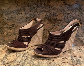 Prada sandalen, bruin suede leer, 38