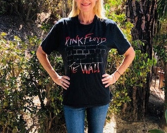 Rosa Floyd T-Shirt, Off the Wall, Rockware, Großes schwarzes Baumwoll-T-Shirt