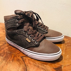 Vans high top leather sneakers,men’s 8.5,Leather, Canvas