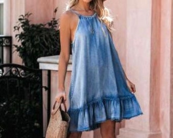 Blue Denim Dress - Etsy