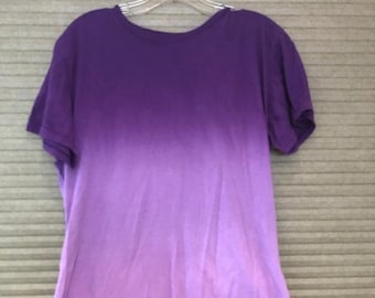 100% algodón, púrpura, 2 tonos se desvanecen, SUAVE, Lavanda, Grande, L, Mujer, Camiseta, Camiseta