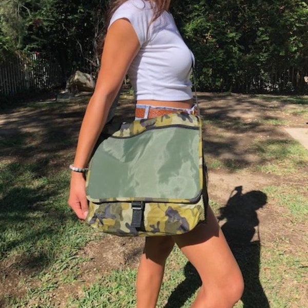 Camo Messenger bag, Cross Body ,Camouflage, Green Shoulder Bag,Organizer