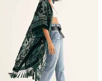 fringed kimono jacket