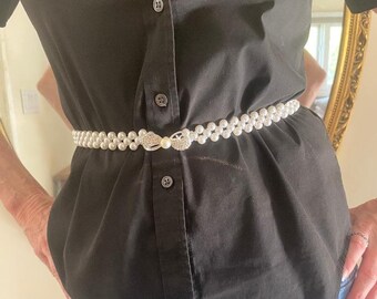 Women's Designer Pearl Clasp Stretch Belt