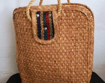 Woven Straw purse,boho bag,top handle bag