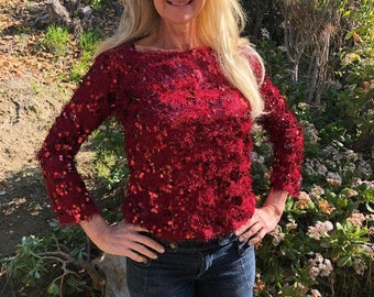 ladies red sequin top