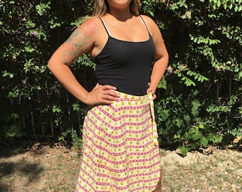 Retro Skirt 70s Style Lycra Skirt Northern Soul Size 6 8 UK Vintage 90s Orange Brown Poppy Skirt