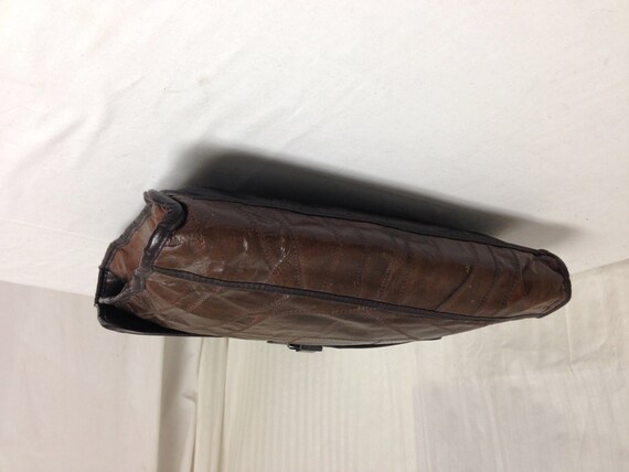 Vintage Leather Briefcase, Patchwork ,Brown Leath… - image 3