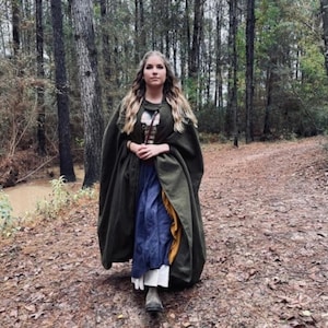Large green hooded Cape, cloak, hunter green
