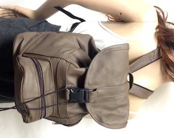 Backpack bag,Leather Backpack , Matte Brown,converts to Sling Bag