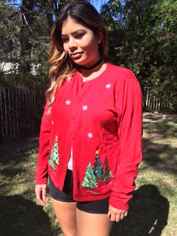 Ugly Christmas sweater, cardigan sweater knit, re… - image 1
