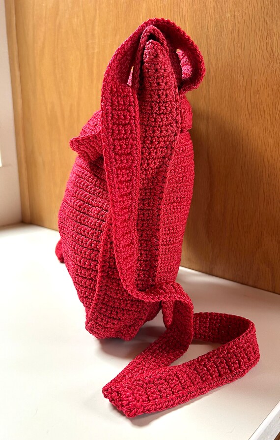 Red Knit Backpack, Backpack bag - image 3