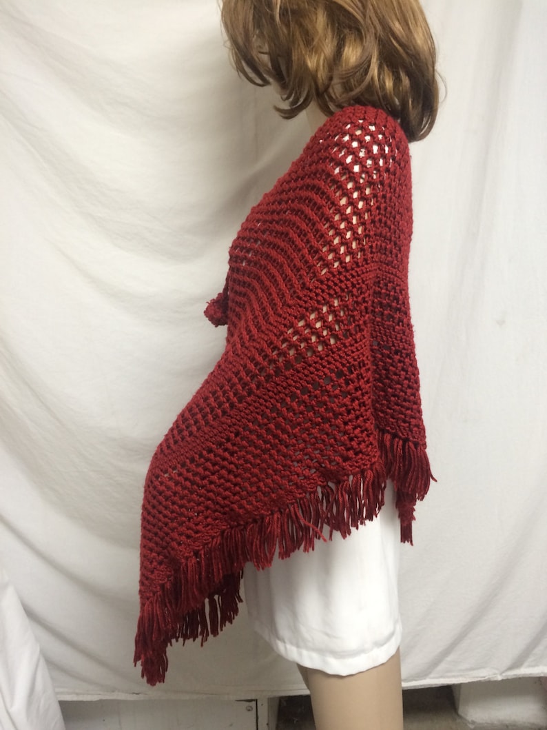 Knit poncho,poncho top,red one size fit all knit wrap rust,poncho