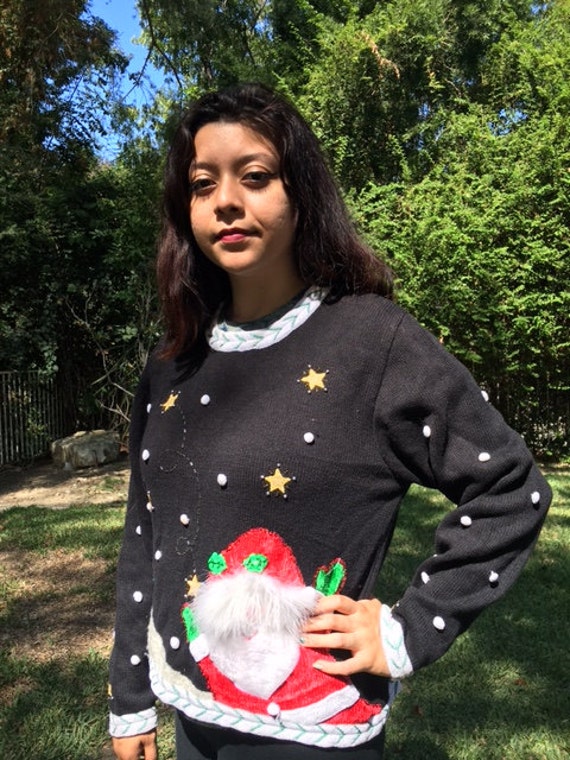 Ugly Christmas sweater, knit sweater, beaded sequ… - image 2