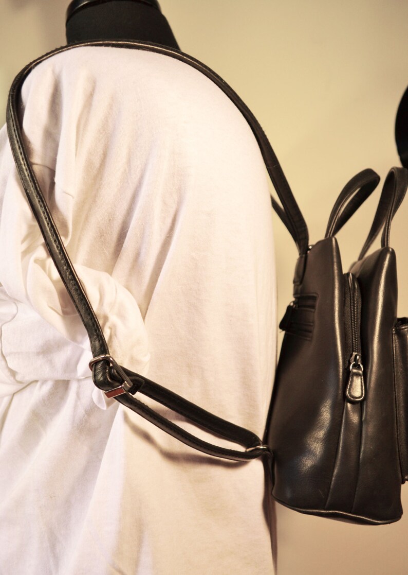 Koltov Black Backpack Faux Leather Purse Hand Bag | Etsy