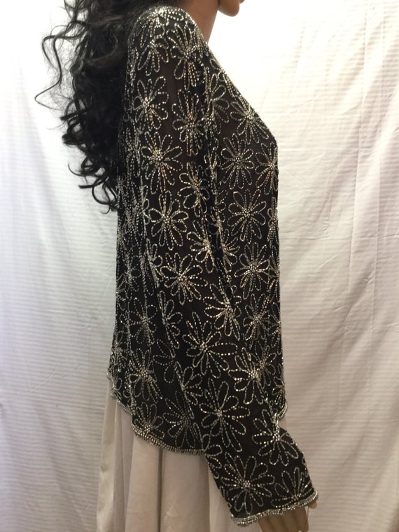 Mark and John,Beaded Jacket, Black, Silver, Beads… - image 2