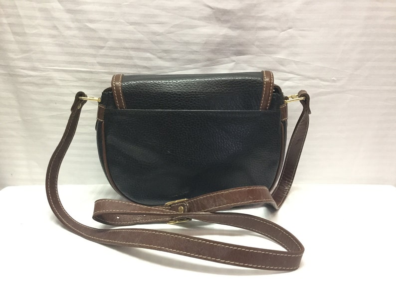 Saddle Bag Purse Black Faux Leather Brown Shoulder | Etsy