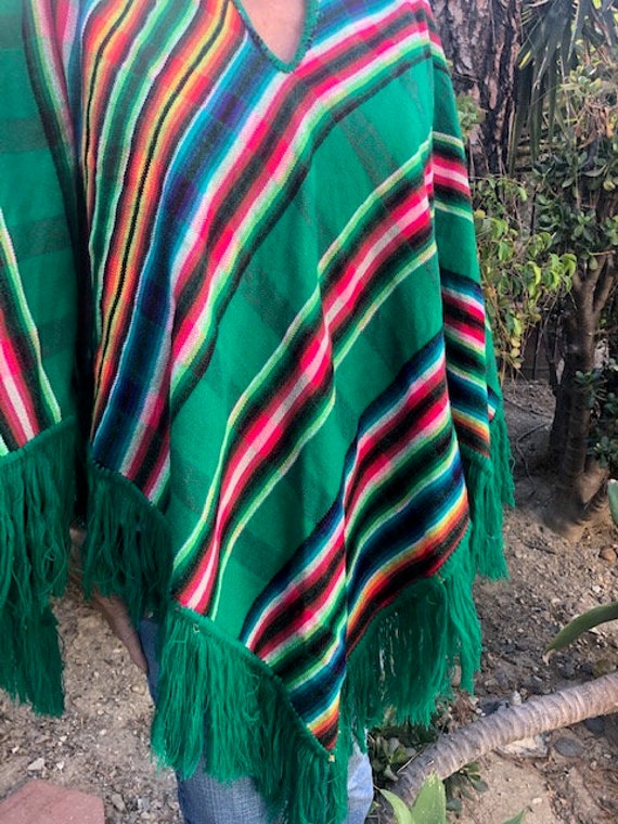 Poncho top, Serape, green, pink, red, blue - image 4