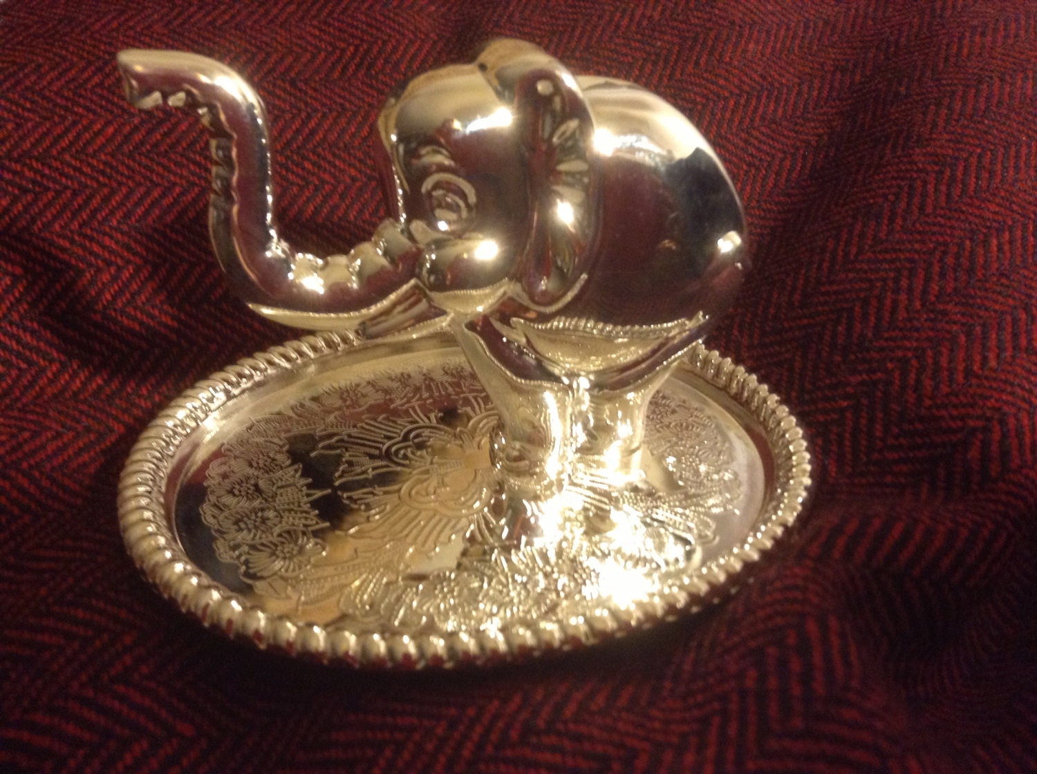 Elephant ring holder jewelry display oval tray silver plate Etsy