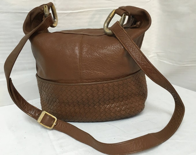 Ganson Brown Leather Pursebags Purses Brown Woven Etsy