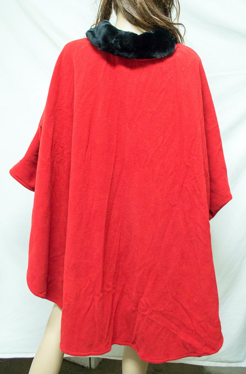 Poncho top, Large Red Poncho Black Collar,red,black,poncho ,Christmas,Halloween image 3