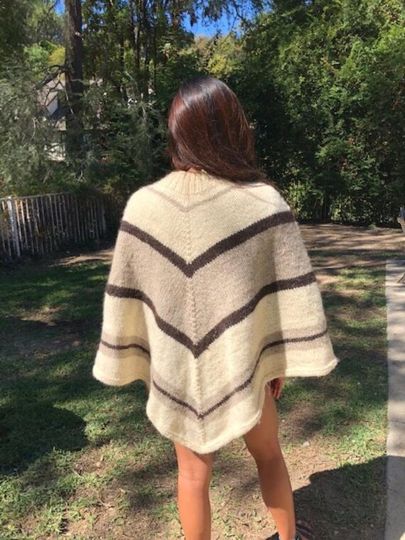 Poncho top,Large Wool Poncho, Tan,Brown,knit ponc… - image 3